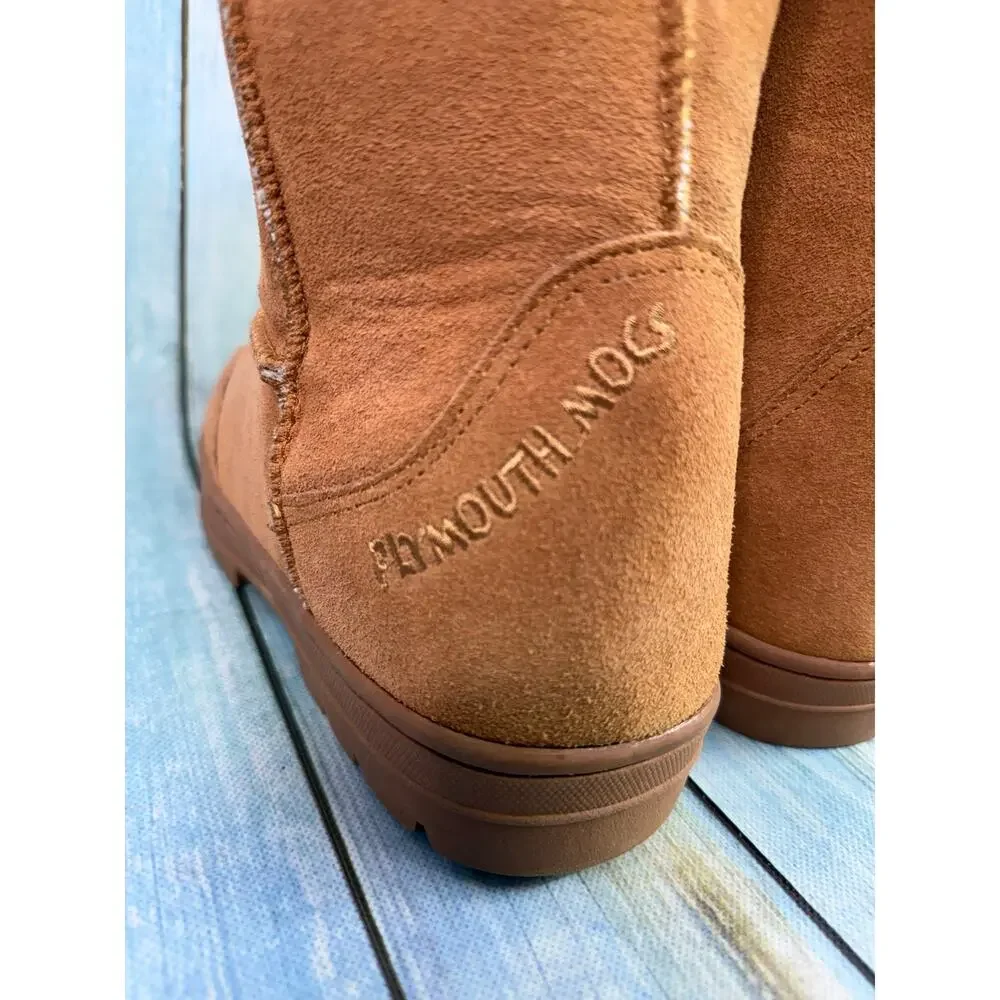 Plymouth Mocs Cow Suede Boots Merino Wool Lining Mid Calf Winter Snow Men's 10